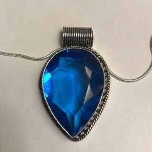 Blue Topaz Stamped 925 Sterling Silver Necklace